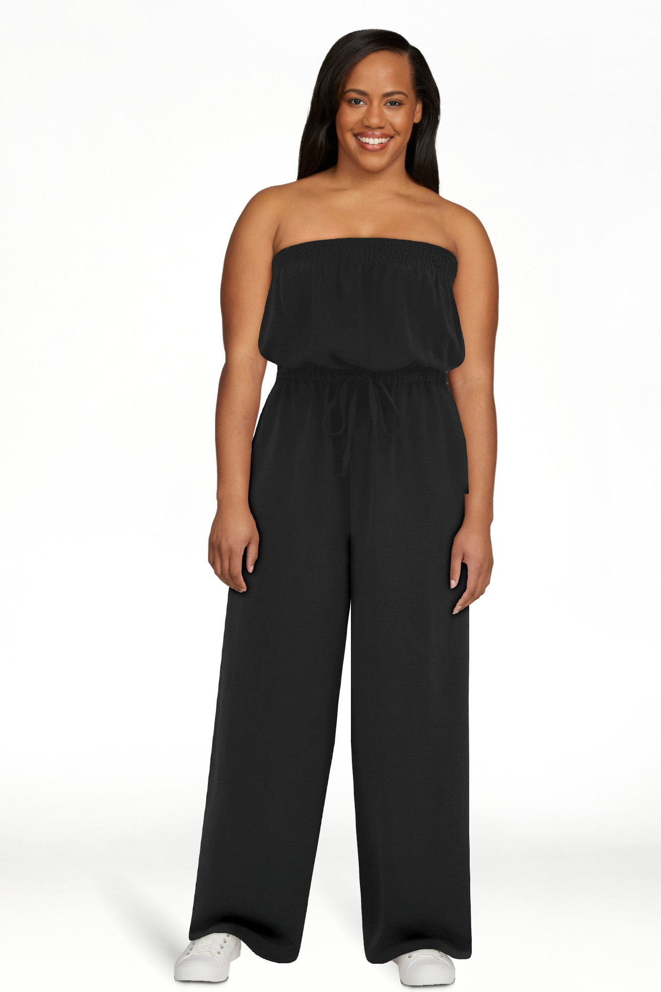 No Boundaries Crinkle Strapless Jumpsuit, Women's | Walmart (US)