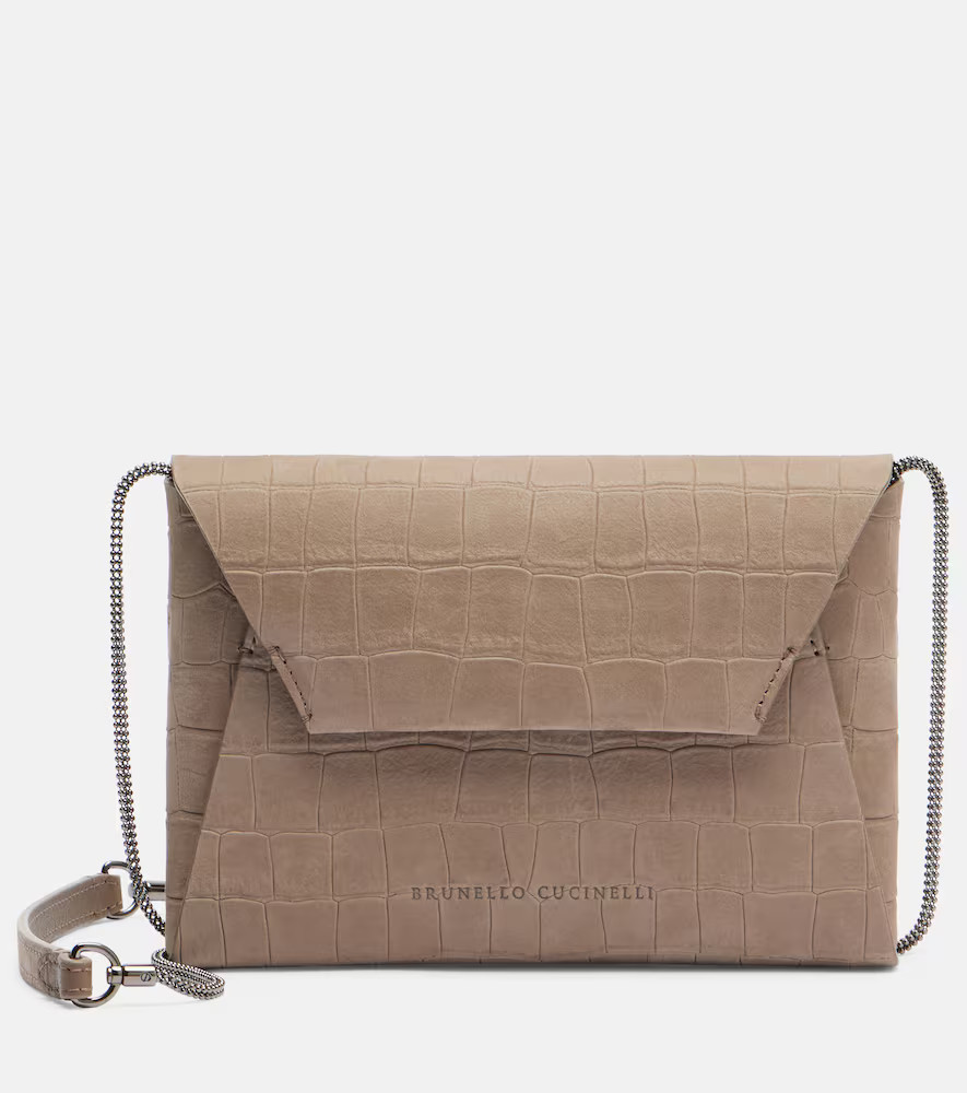 Brunello Cucinelli BC Duo croc-effect suede clutch | Mytheresa (US/CA)