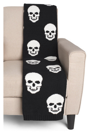 50x70 Feather Knit Skulls Throw | Halloween Shop | Marshalls | Marshalls