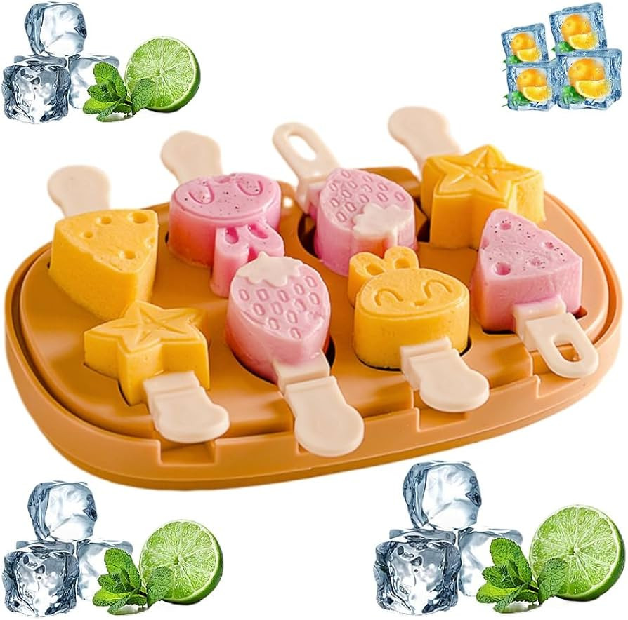 Cute Cartoon Flower Watermelon Dinosaur Silicone Popsicle Molds, Food Grade Silicone Kawaii Ice C... | Amazon (US)