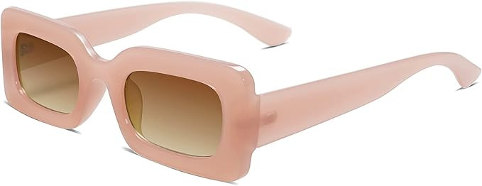 SOJOS Retro 90s Nude Rectangle Sunglasses For Women Trendy Chunky Glasses Pebble SJ2160 | Amazon (US)