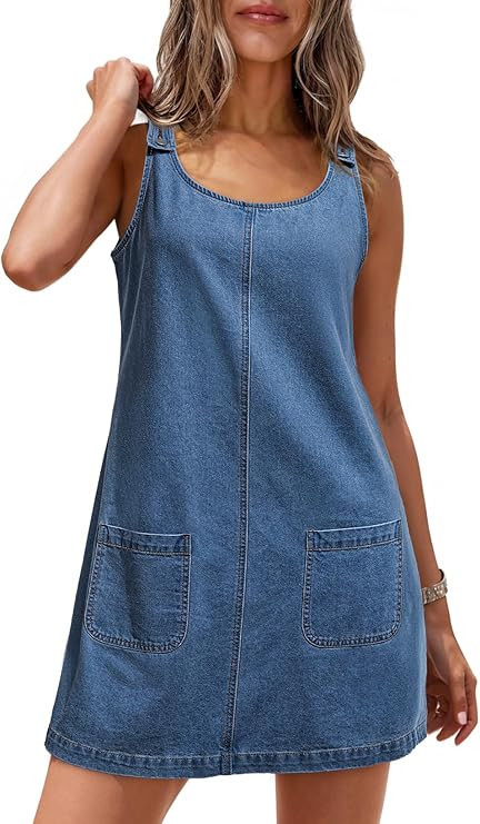 Dokotoo Womens Sleeveless Casual Denim Dress Western Cowgirl Outfits Jean Overall Dress with Pock... | Amazon (US)