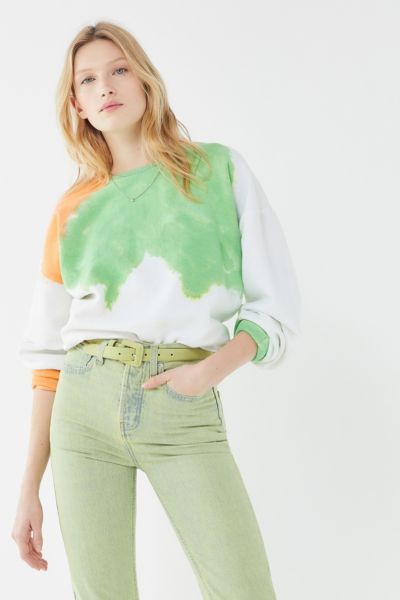 Urban Renewal Recycled Blown Out Tie-Dye Crew Neck Sweatshirt - Green at Urban Outfitters | Urban Outfitters (US and RoW)