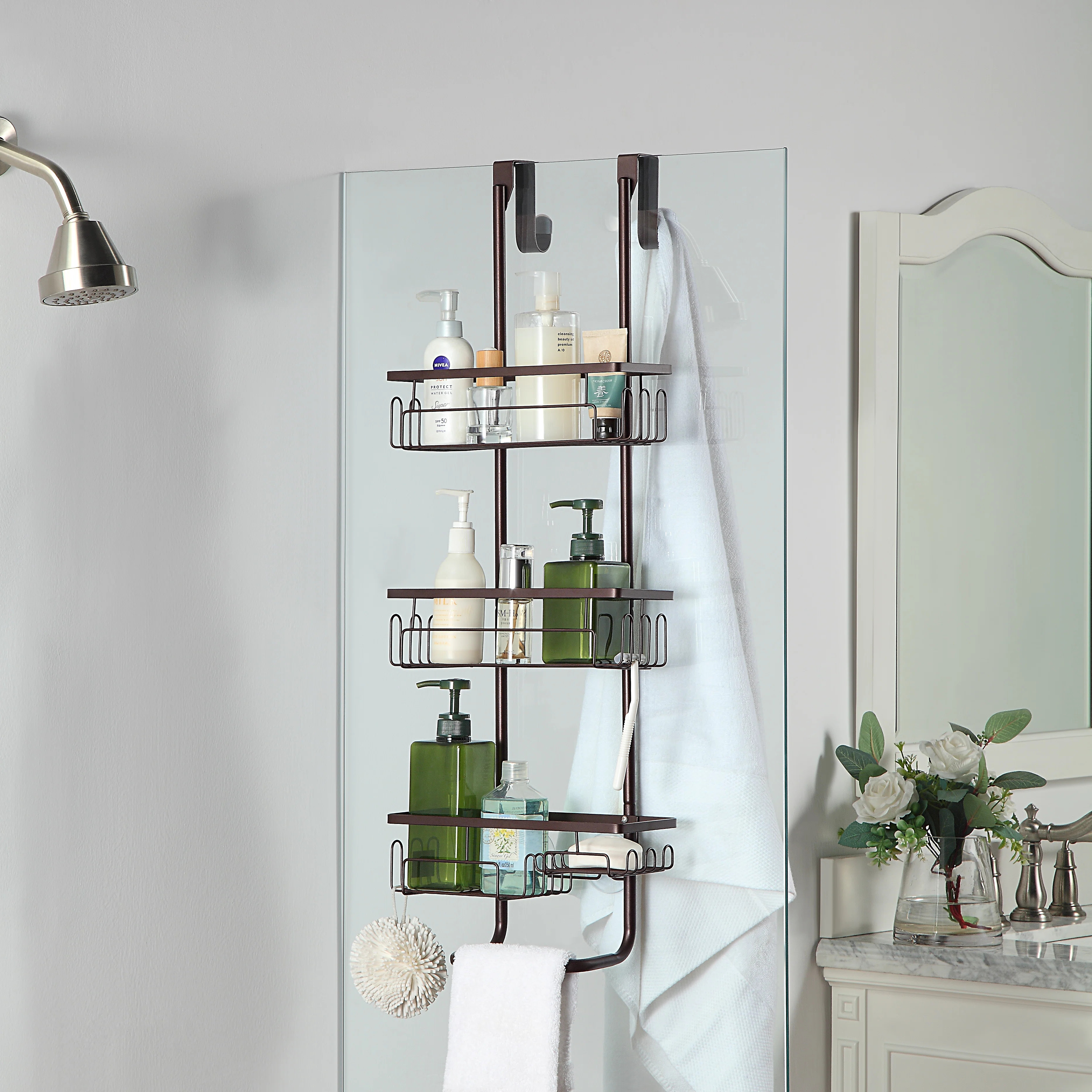 Rebrilliant Classic Metal Over Door Hanging Bathroom Shower Caddy & Reviews | Wayfair | Wayfair North America