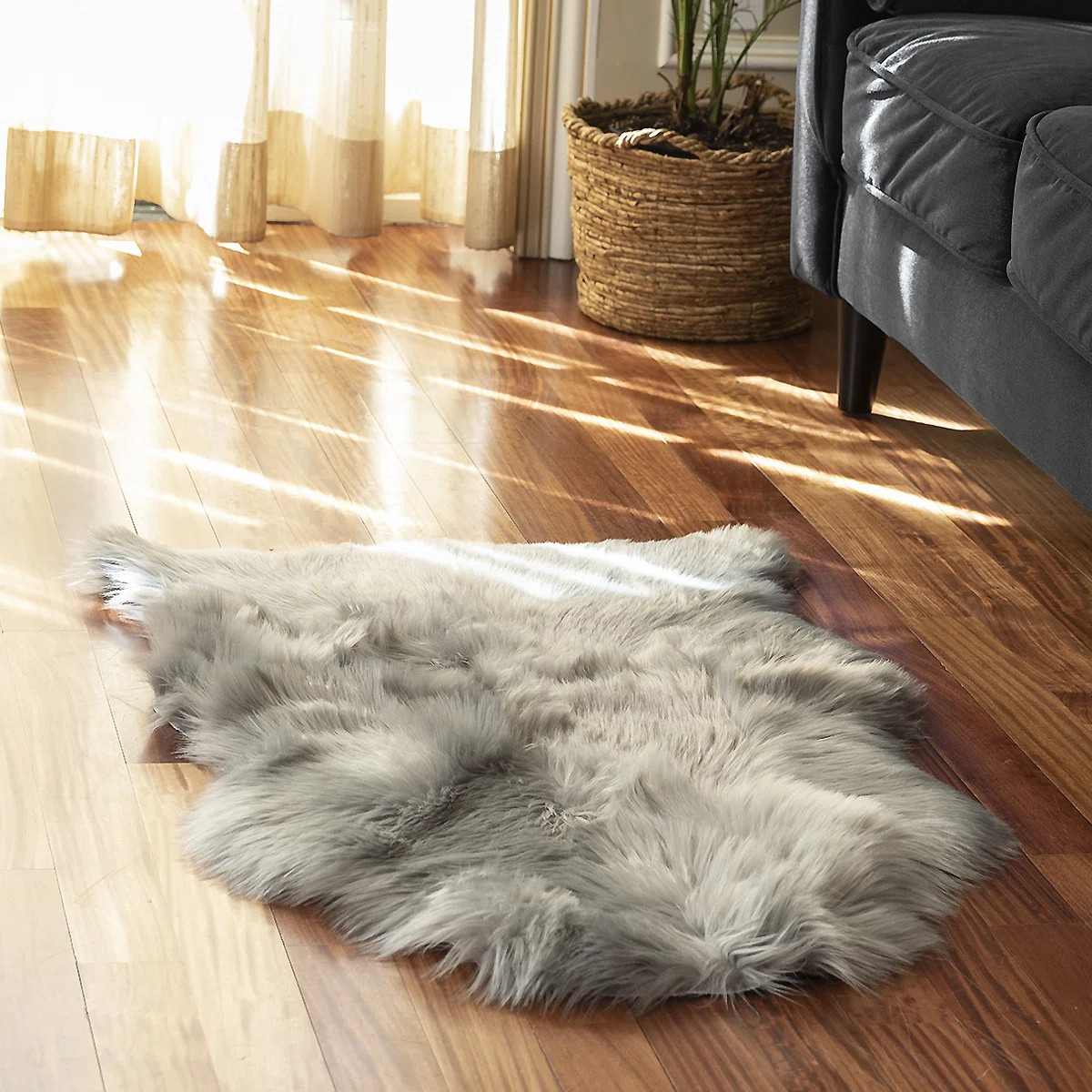 Single Pelt Faux Fur Washable Gray Area Rug - 2' x 3' | Wayfair North America