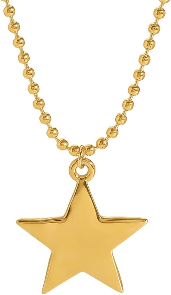 18k Gold Star Choker Necklace for Women Minimalist Stainless Steel Star Charm Pendant Trendy Adju... | Amazon (US)