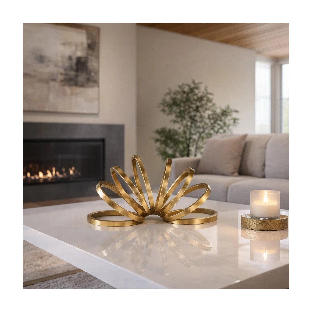 Hayslett Modern Metal Slinky Ring Decorative Sculpture - 11" x 5" x 6" | Wayfair North America