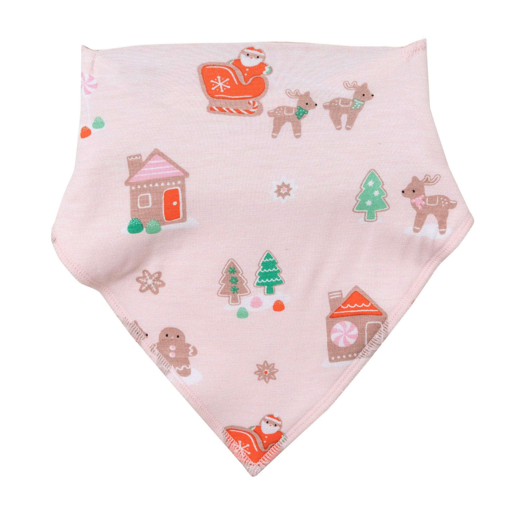 Bandana Bib, Pink Gingerbread Sleigh | SpearmintLOVE