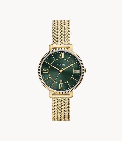 Jacqueline Three-Hand Date Gold-Tone Stainless Steel Watch | Fossil (US)