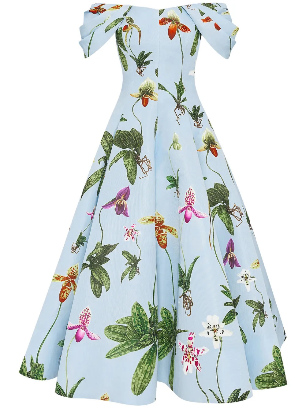 Oscar de la Renta Orchid off-shoulder faille gown - Blue | Farfetch Global
