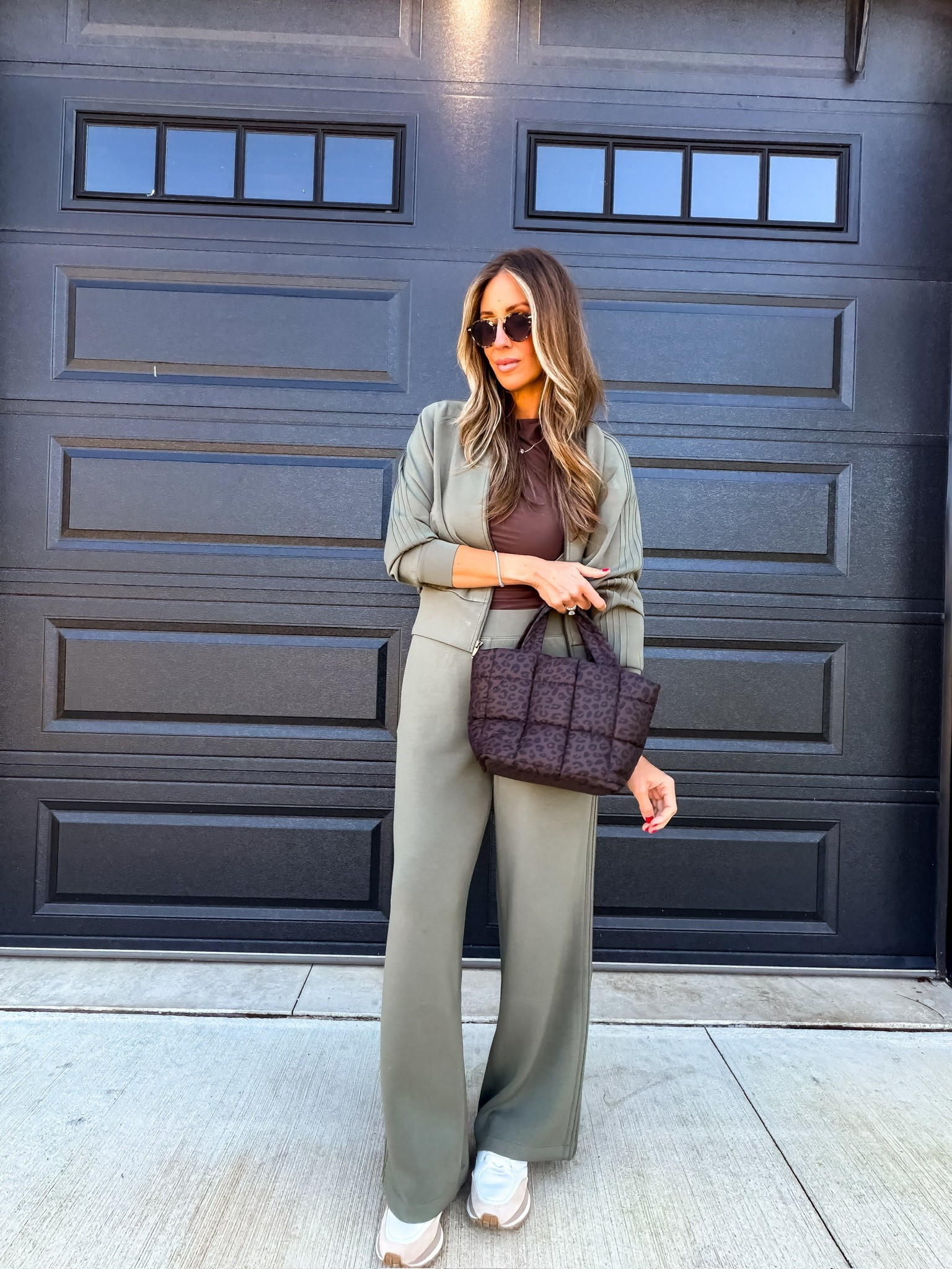 This olive green matching set is such an easy fall outfit for travel days, errands, or casual weekends. I love the wide leg pants with the relaxed jacket and chocolate brown top, then the leopard quilted tote adds just enough print to break up the neutrals.

olive green matching set, fall travel outfit, wide leg pants, casual fall outfit, leopard tote bag, chocolate brown top, women over 40 style, everyday fall fashion, themominstyle

#LTKootd #LTKSeasonal #LTKOver40