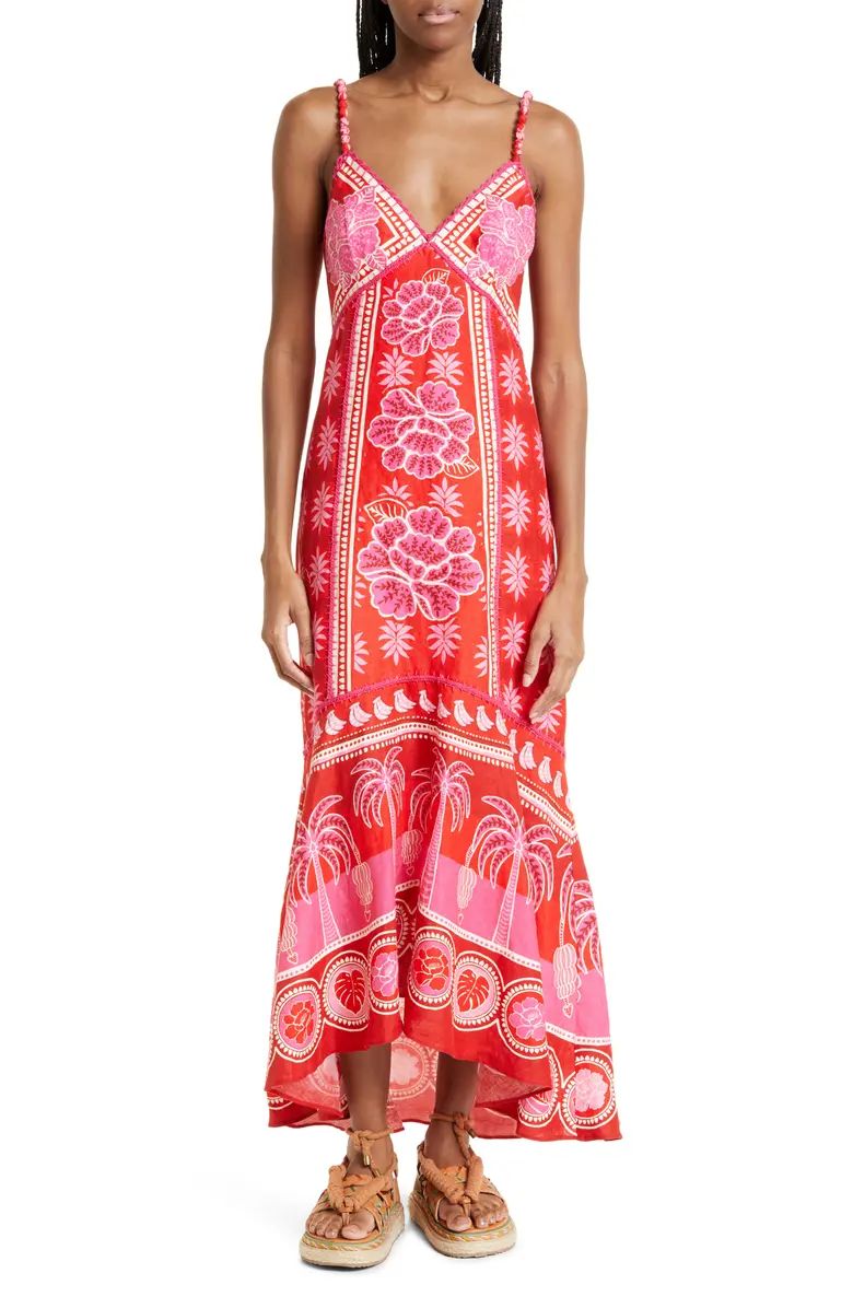 Summer Sunrise Embroidered Linen Maxi Dress | Nordstrom