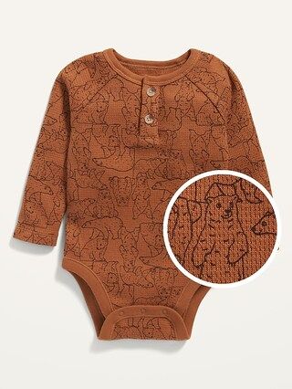 Unisex Long-Sleeve Printed Thermal Henley Bodysuit for Baby | Old Navy (US)