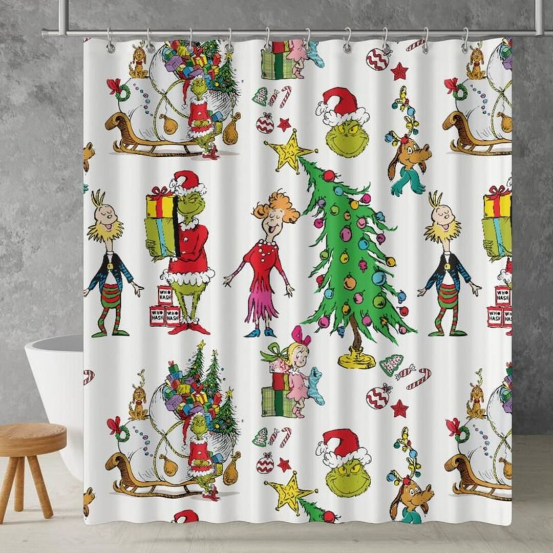 Grinch Christmas Movie Shower Curtain - Etsy | Etsy (US)
