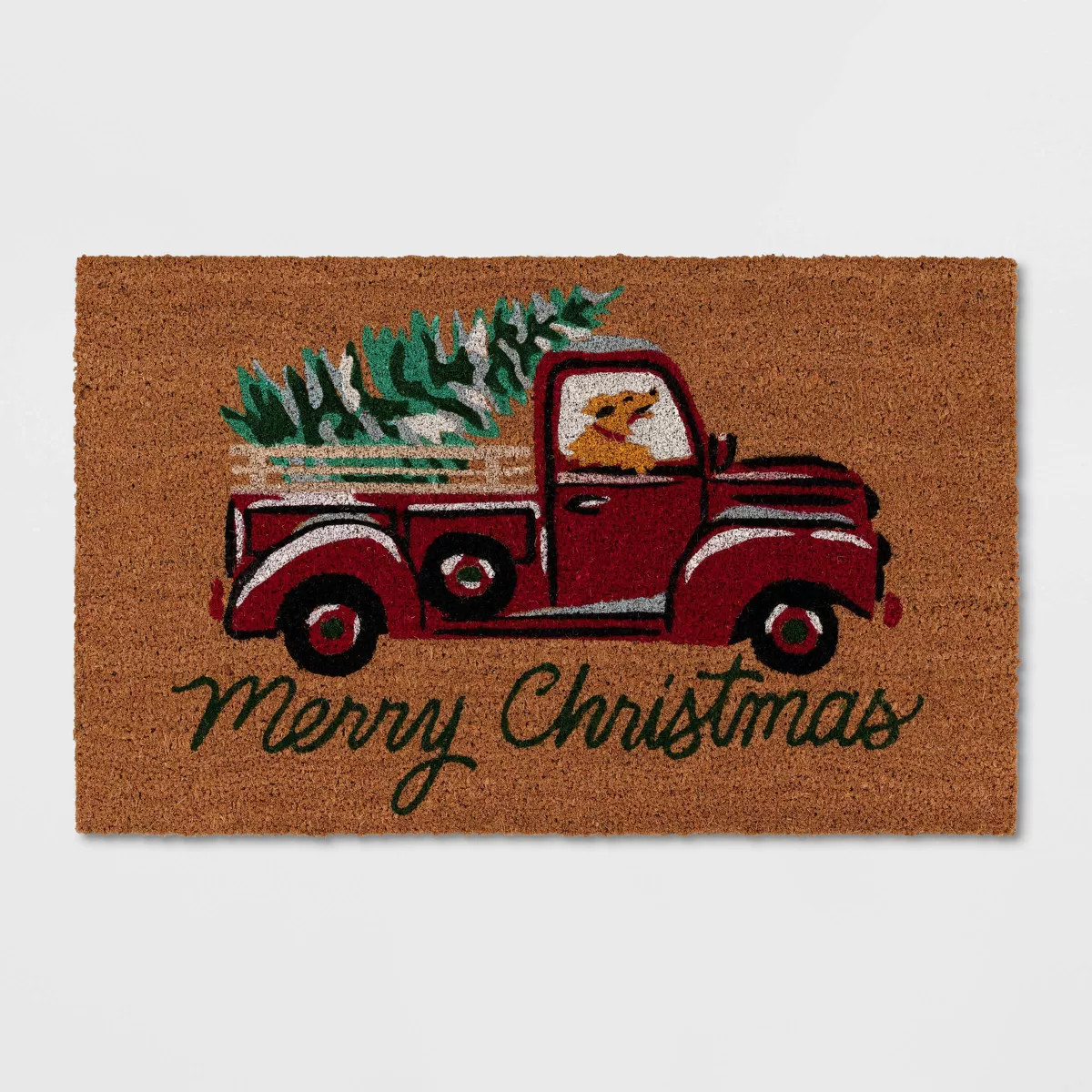 1'6"x2'6" Christmas Truck Coir Doormat Red - Wondershop™ | Target