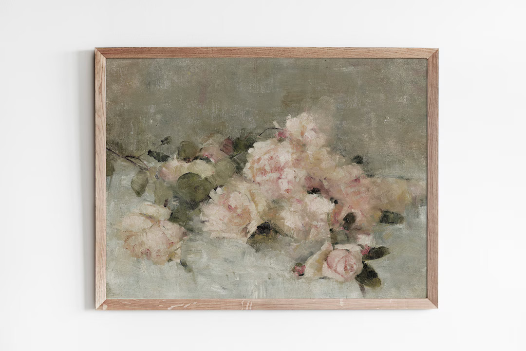 Rose Painting Vintage Wall Art Digital Download Roses Wall Art Still Life - Etsy | Etsy (US)