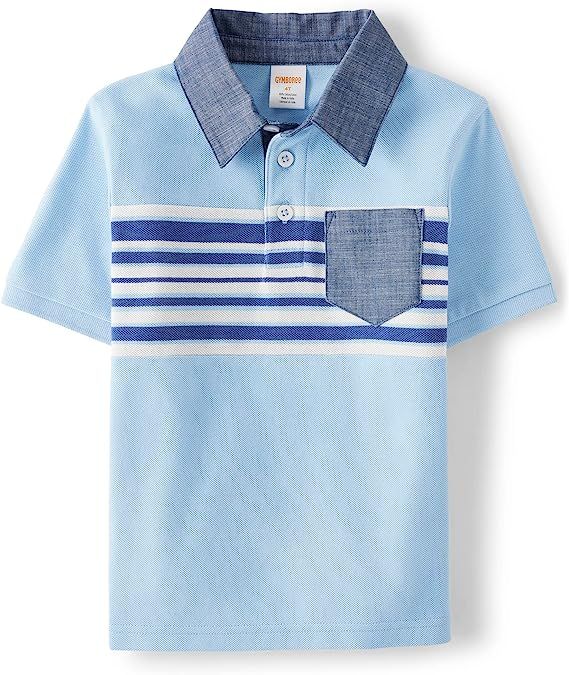Gymboree,and Toddler Short Sleeve Polo Shirt,Party Blue Stripe,12-18 Months | Amazon (US)