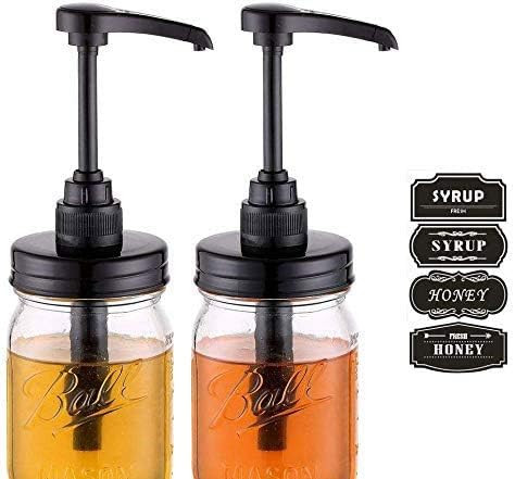 Mason Jar Syrup & Honey Dispenser Pump Lids, Rust Proof, Plastic Dispenser Lid for 16 oz Regular Mou | Amazon (US)
