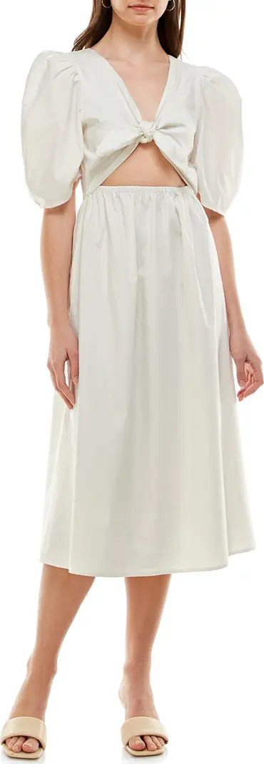 Peggy Cutout Puff Sleeve Midi Dress | Nordstrom