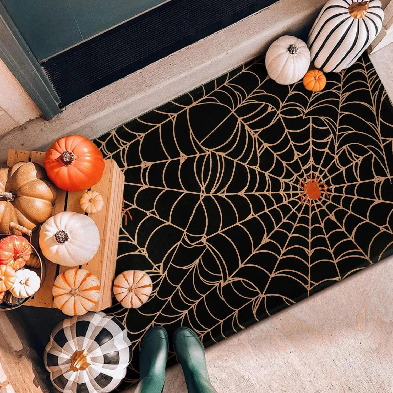 BLEUM CADE Halloween Doormat Outdoor,Spider Web Welcome Door Mat Outside Entrance,Non-slip Entry ... | Walmart (US)