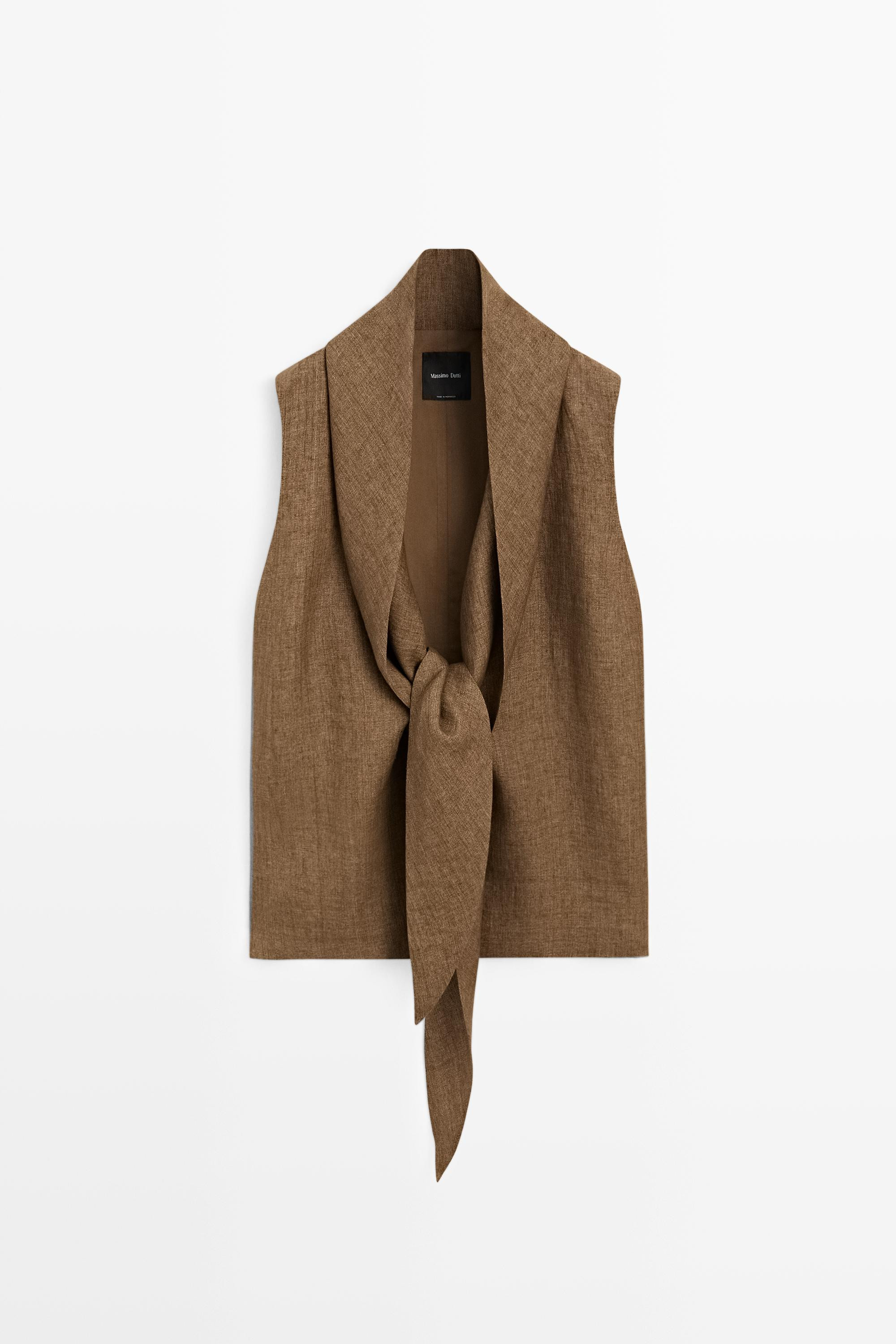 Weste mit Bindedetail aus 100 % Leinen | Massimo Dutti DE