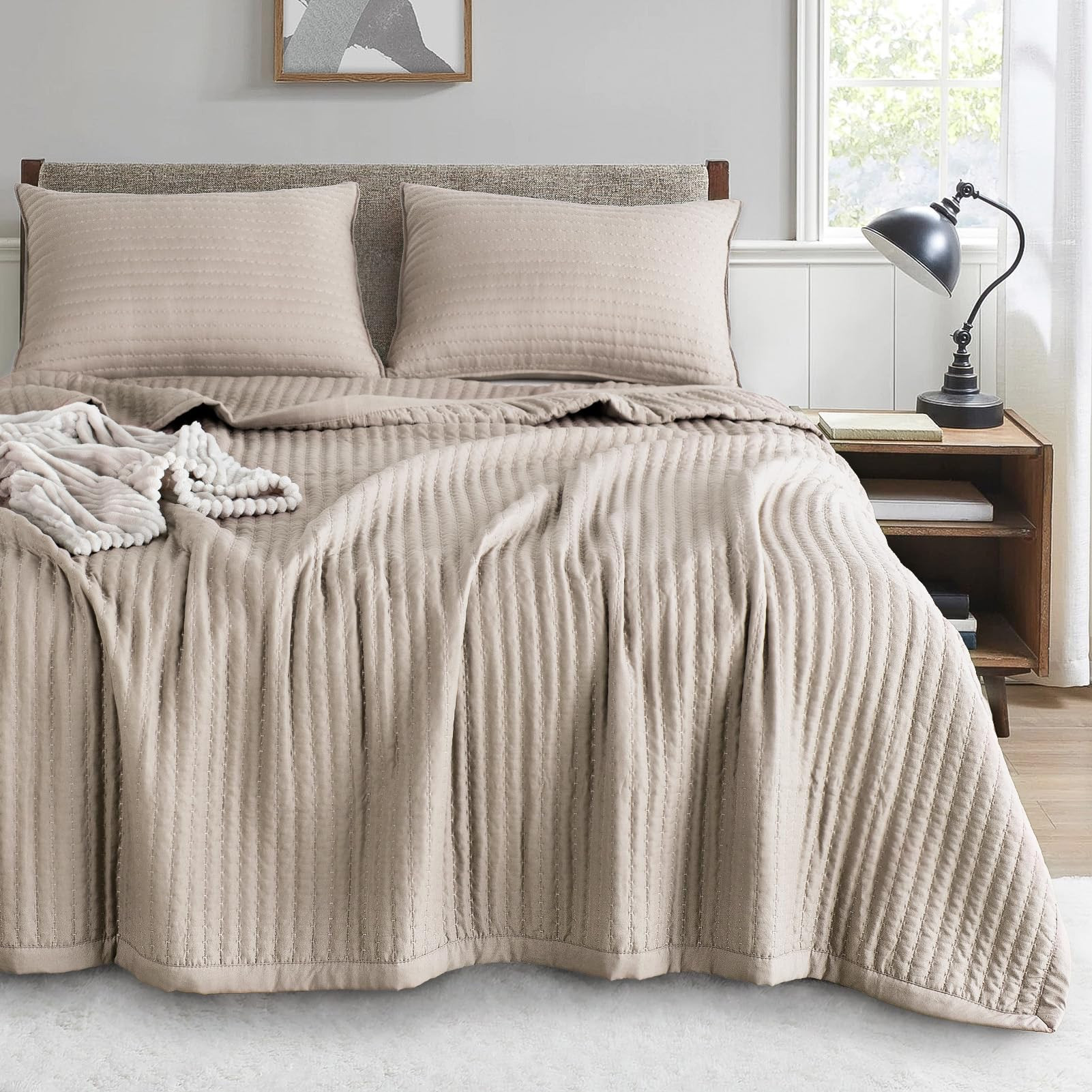 KASENTEX Quilt Mini Set-Stone Washed-Super Soft Bedspread-Light Weight-White Down Alternative Mic... | Amazon (US)