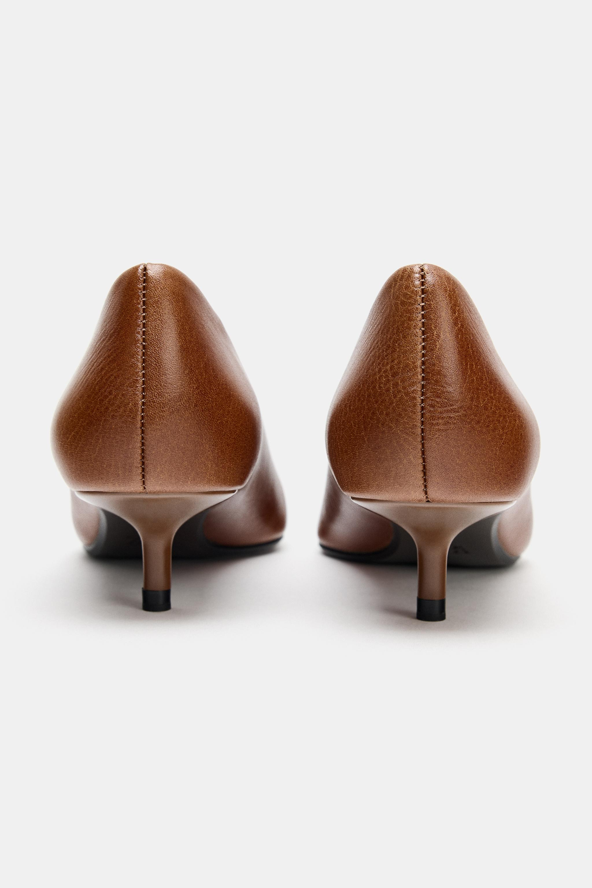 LEATHER KITTEN HEEL SHOES | Zara US