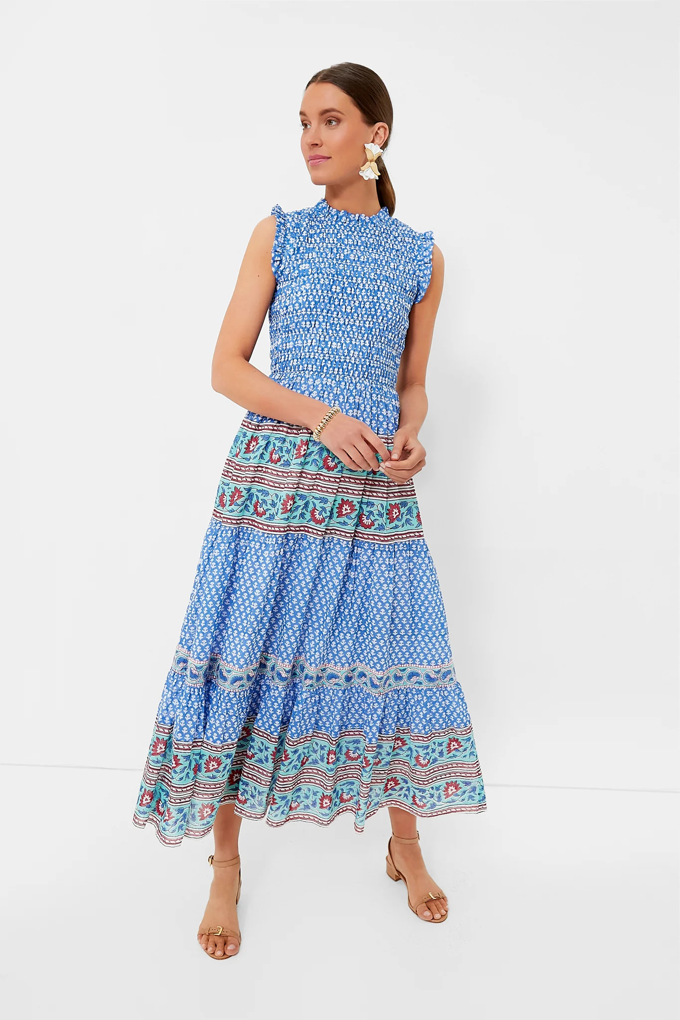Campania Blue Sleeveless Smocked Maxi Dress | Tuckernuck (US)