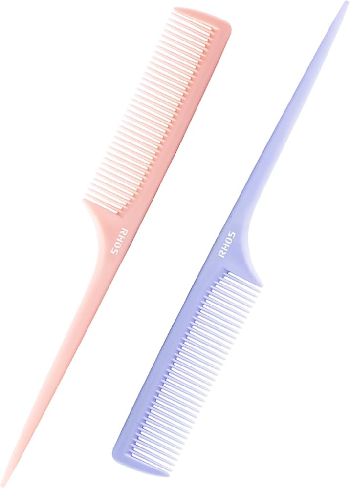 RHOS Rat Tail Comb for Parting, Fine Tooth Teasing Comb with Pick, 2 Pack Hair Styling Combs Set ... | Amazon (US)
