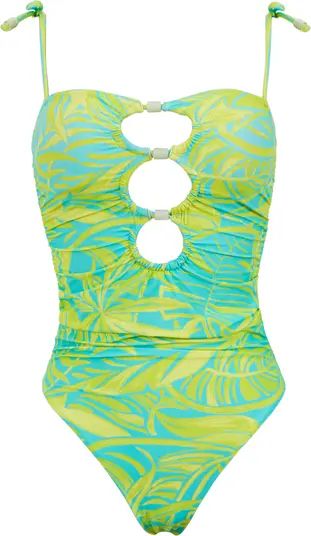 Neon Palms Triple Keyhole One-Piece Swimsuit | Nordstrom