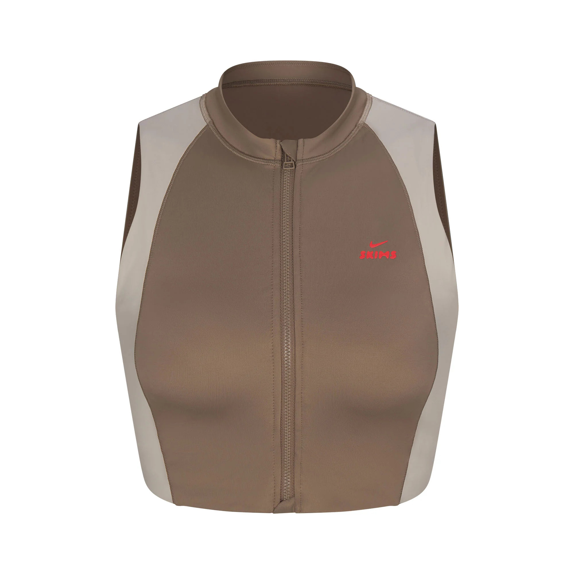 NikeSKIMS SHINE FRONT ZIP BRA | TRUFFLE AND STONE | SKIMS | SKIMS (US)