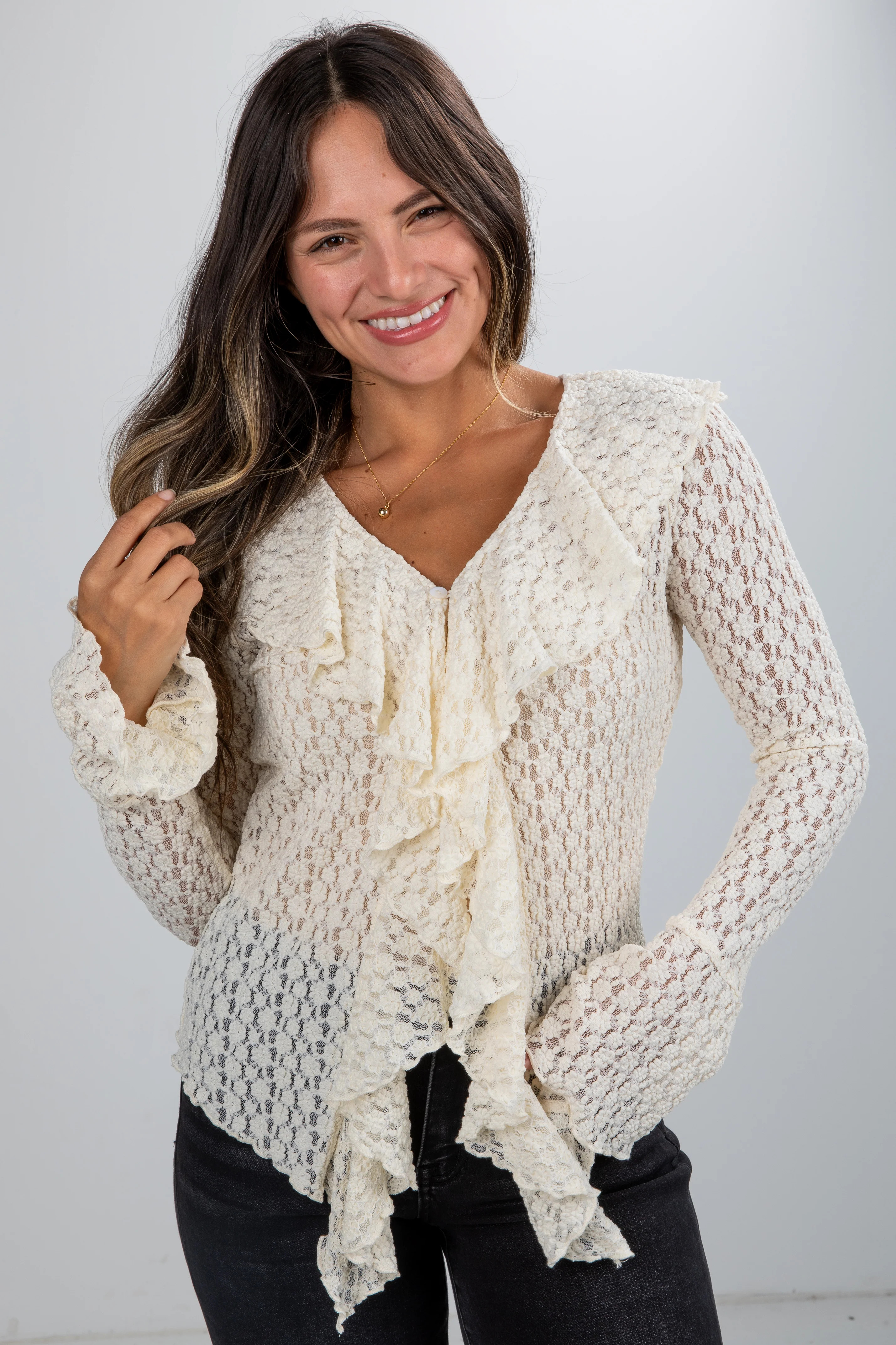 Cute Cream Lace Blouse | Trendy Tops For Women | Dress Up | Dress Up