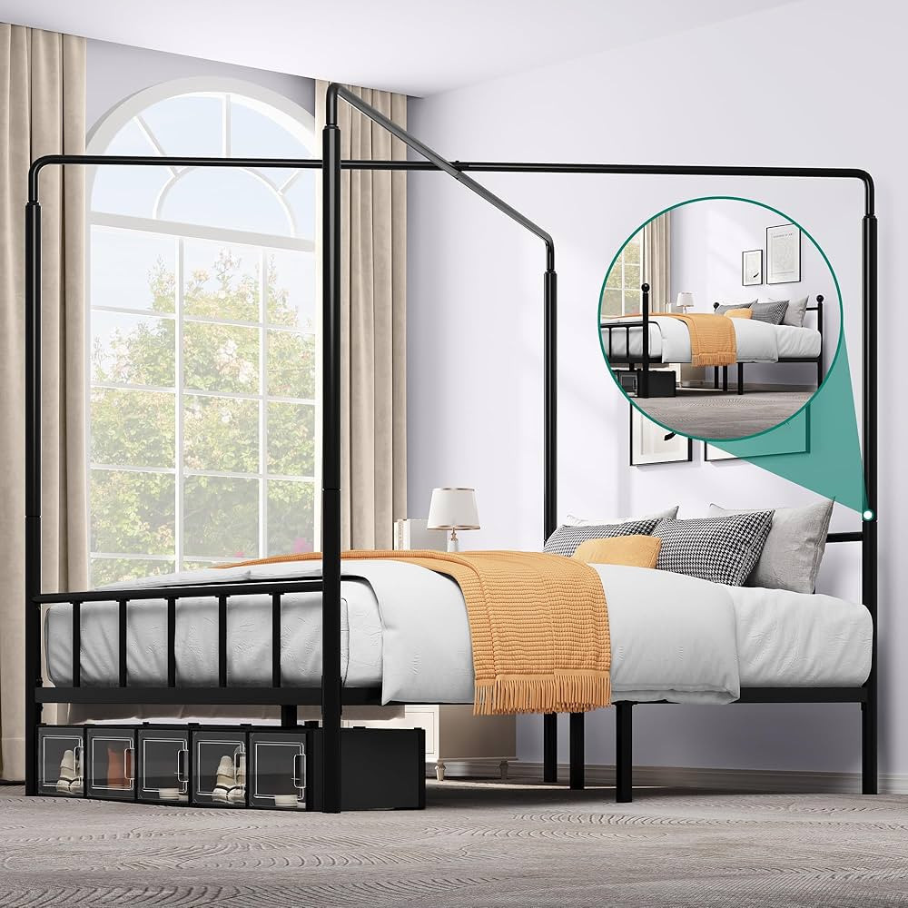 YITAHOME Canopy Bed Frame, Queen Size Bed Frame with Headboard & Footboard, Metal Four Posters Pl... | Amazon (US)