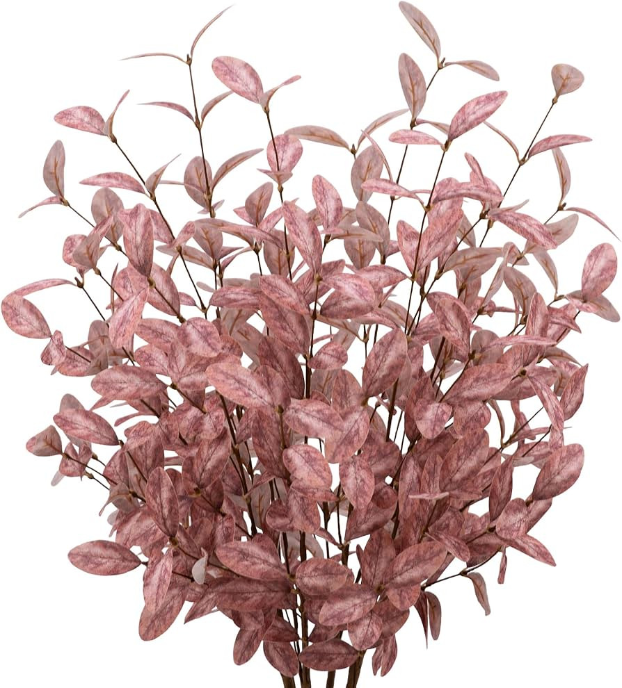VGIA 6 Pcs Artificial Eucalyptus Stems Fall Leaf Spray in Burgundy Red Eucalyptus Leaves Fall Dec... | Amazon (US)