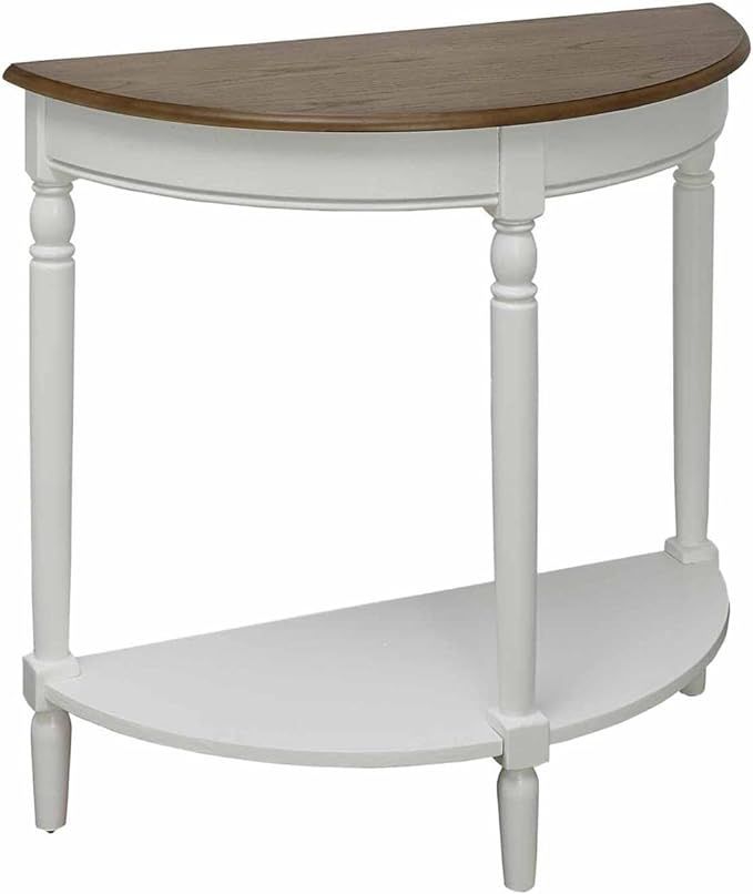 Convenience Concepts French Country Half-Round Entryway Table with Shelf, Driftwood/White | Amazon (US)
