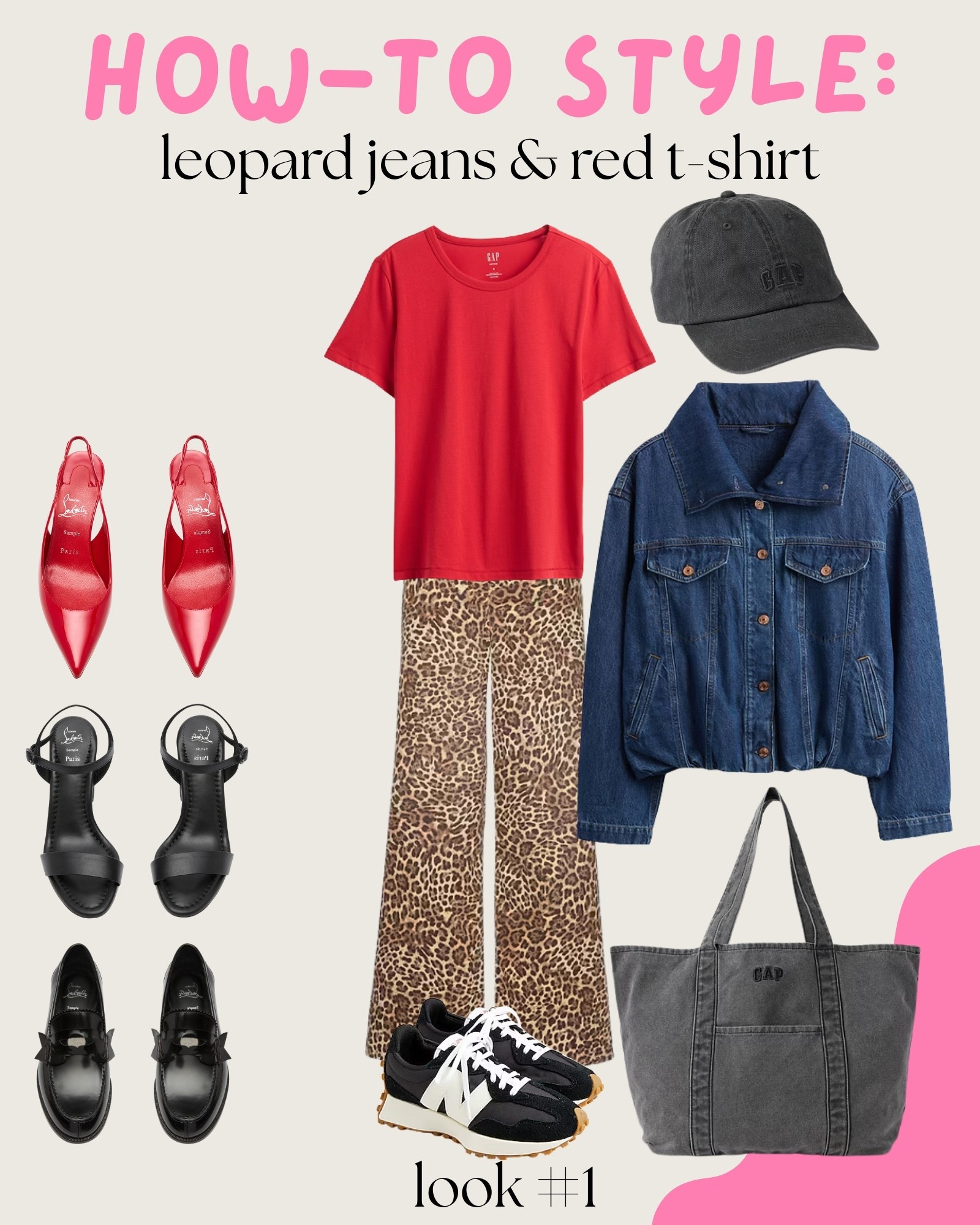 My how-to guide for styling leopard jeans and a red t-shirt: look one 1️⃣ 

This look screams, it’s Saturday and I am going grocery shopping without my kids in peace. Trader Joe’s, Whole Foods, and maybe a farmers market. 👩🏻‍🌾

#LTKStyleTip