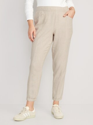 High-Waisted Cropped Linen-Blend Tapered Pants for Women | Old Navy (CA)