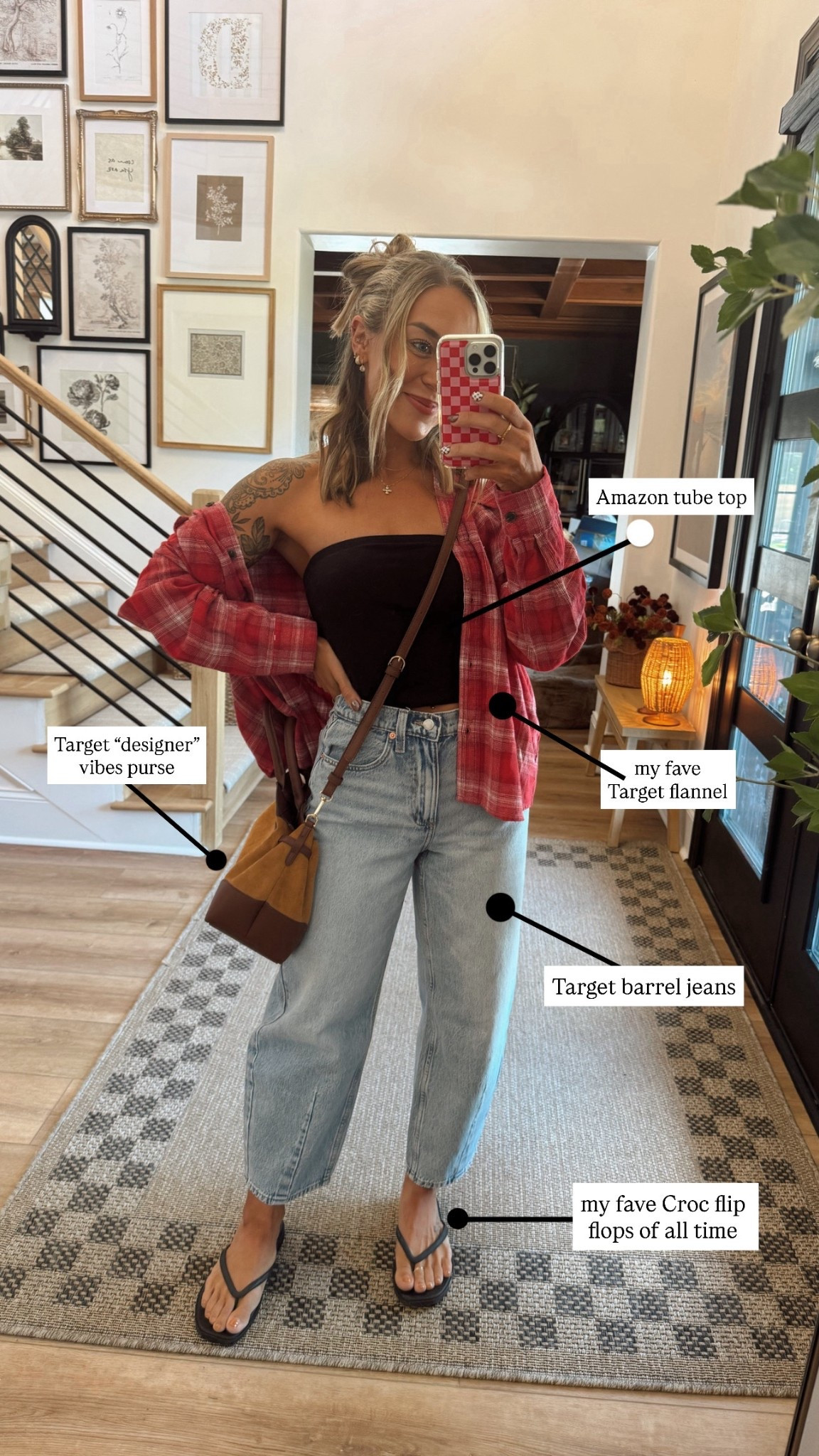 My classic fall outfit when it’s still hot 🥵🤌🏼 S in tube top, L in flannel for an oversized look & a 2 regular in these barrel jeans I absolutely LOVE! 🤎 

This is the $25 Target flannel I link & love every year but for some reason the red isn’t available online yet! Linked some similar ones below that are on sale right now! 

Ootd / fall style / comfy / cute / flannel /
Plaid / Holley Gabrielle / Target / Amazon fashion / croc sandals / easy style 

#LTKSeasonal #LTKStyleTip #LTKFindsUnder50