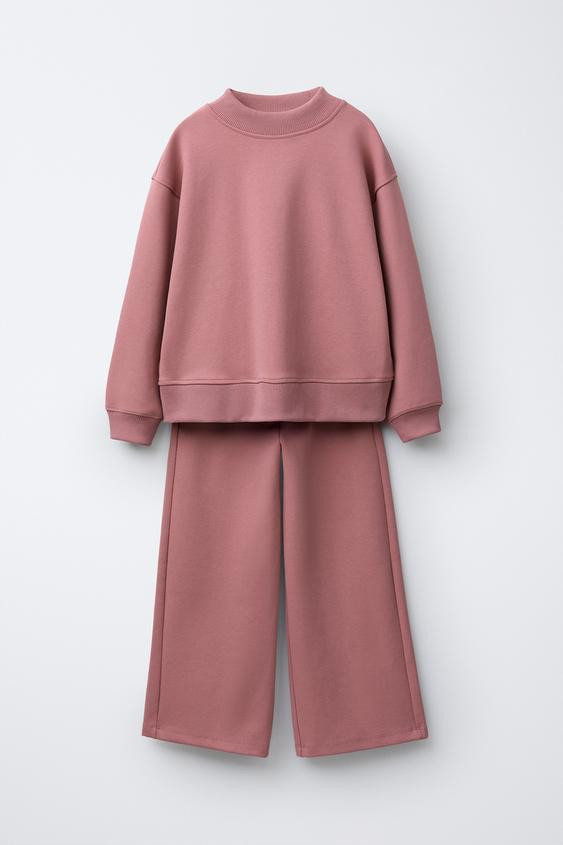 INTERLOCK SWEATSHIRT AND WIDE LEG PANTS SET | Zara US