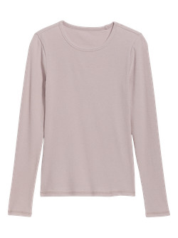 Plush Long-Sleeve Rib-Knit Slim-Fit T-Shirt for Women | Old Navy (US)