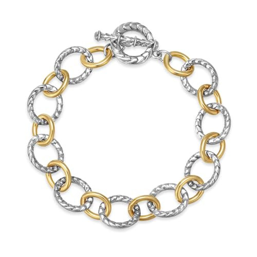 Mytys Two Tone Chain Link Bracelet Italian Designer Inspired Silver Gold Twisted Rope Statement Chunky Bracelets for Women Fashion Jewelry Gift (Gold & Silver 1) | Amazon (US)