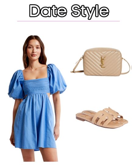 Date style. Abercrombie cutout mini dress, neutral handbag, and sandals. 
I love the puff sleeves on this blue dress. It comes in a really pretty white and blue floral pattern too. 
This dress is perfect for date nights and summer get togethers. 
#ltkpetite 

#LTKstyletip #LTKSpringSale #LTKfindsunder100