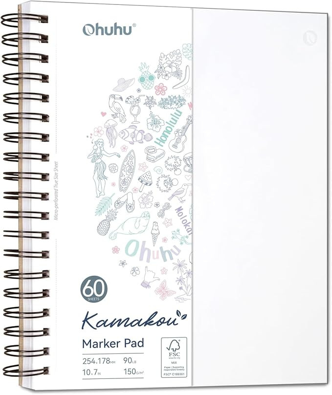 Ohuhu Double-Sided Marker Pad Art Sketchbook Bleedproof - 7"x10" Large Paper Size - 90 lb/150 gsm... | Amazon (US)