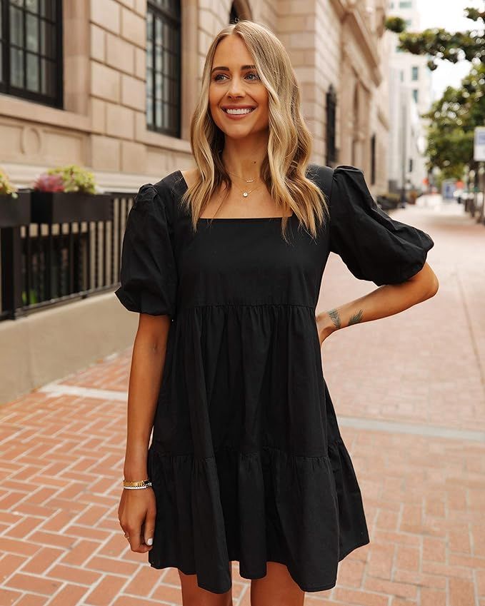 The Drop Women's Black Puff-Sleeve Mini Dress by @fashion_jackson | Amazon (US)