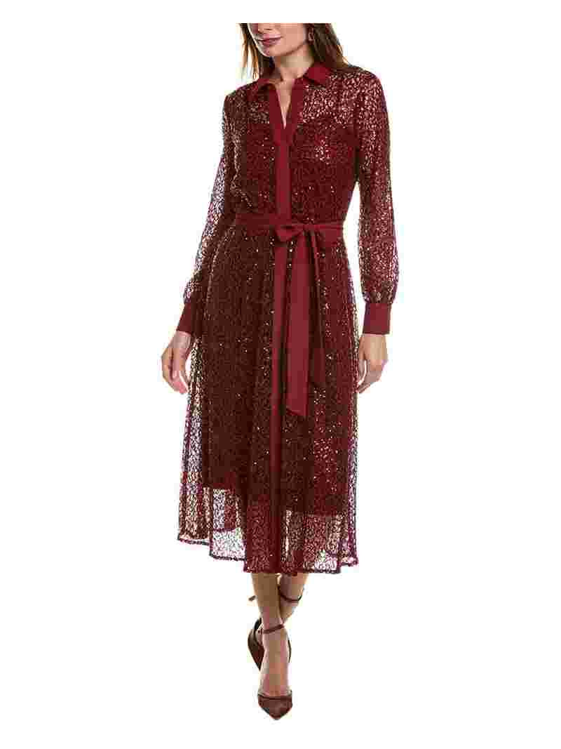 Anne Klein womens  Sequin Lace Shirtdress, 14, Red | Walmart (US)