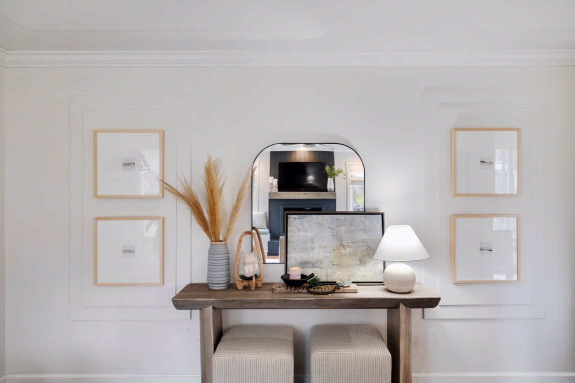 Console table. Arched mirror. Console decor. Pottery Barn home. Lamp. Pouf  

#LTKhome #LTKstyletip #LTKFind