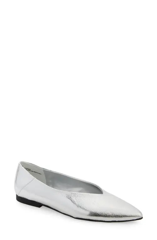 Open Edit Kyler Pointed Toe Flat in Silver Metallic at Nordstrom, Size 12 | Nordstrom
