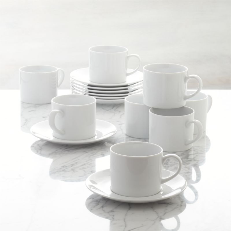 Set of 8 Aspen Cups and Saucers + Reviews | Crate & Barrel | Crate & Barrel