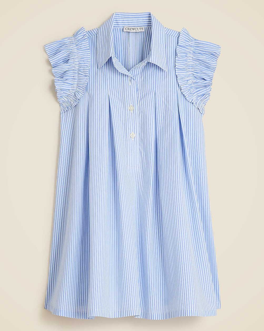Girls' ruffle-sleeve shirt-dress in striped cotton poplin | J. Crew US