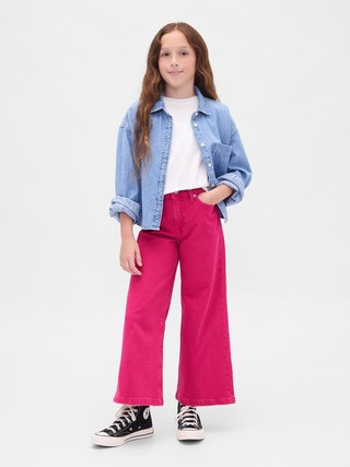 Kids High Rise Stride Wide-Leg Ankle Jeans | Gap (US)